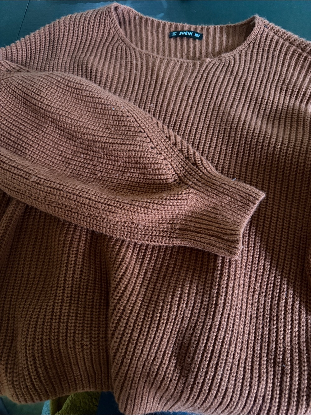 SHEIN Chestnut Ribbed Crewneck Sweater - Picture 1 of 3